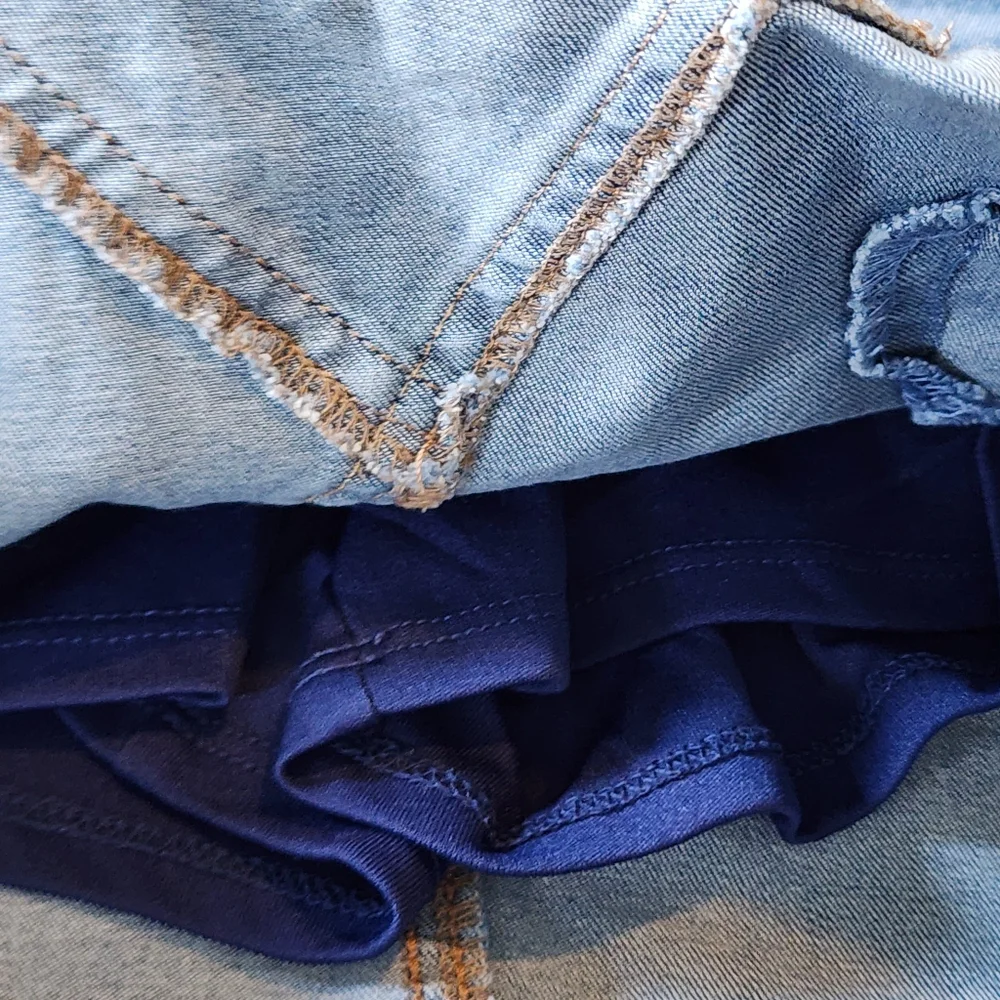 Girls Justice Denim Skirt Size 12 Distressed Frayed Built-in shorts